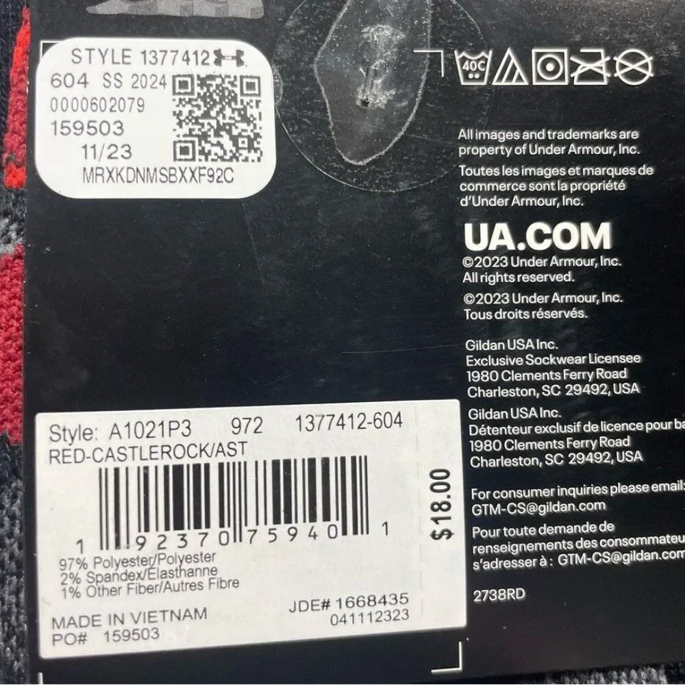 Under Armour phenom cushioned crew youth socks size 13.5 k - 4.5 New 3 Pk
